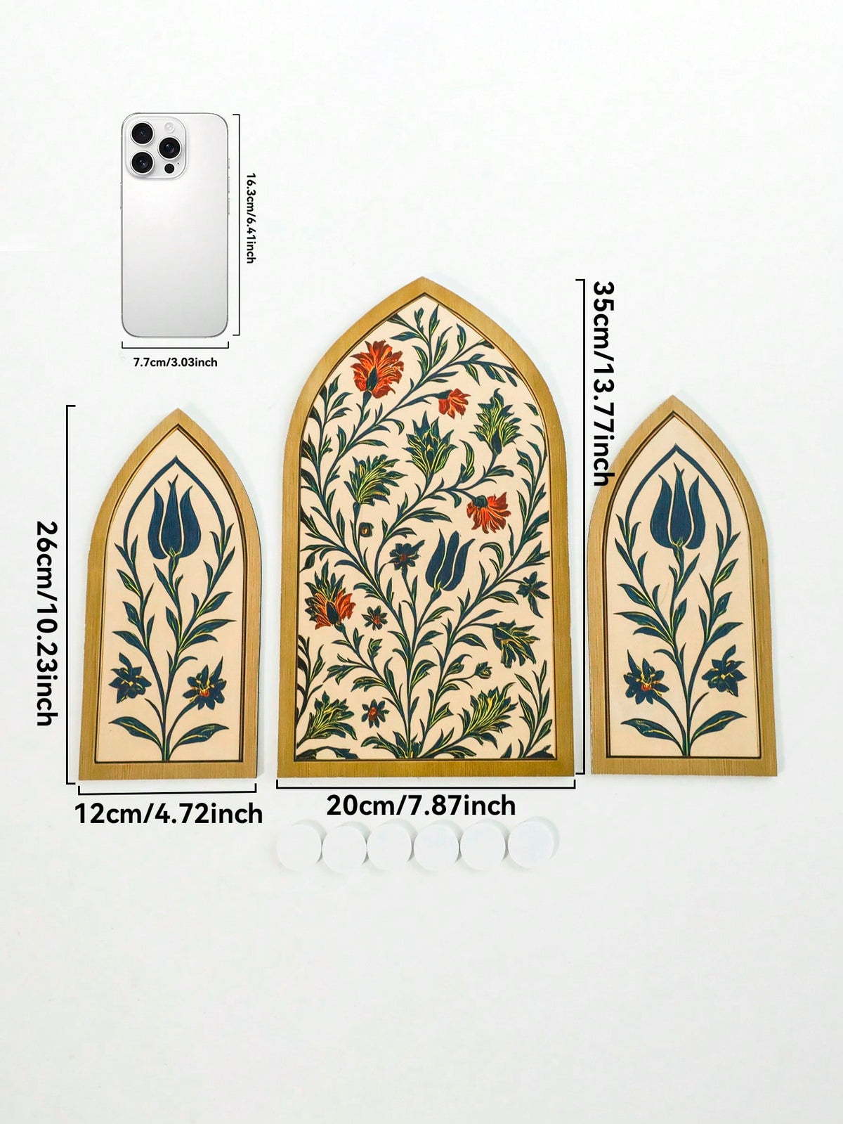 floral Islamic arch wall art size and details, photo 11