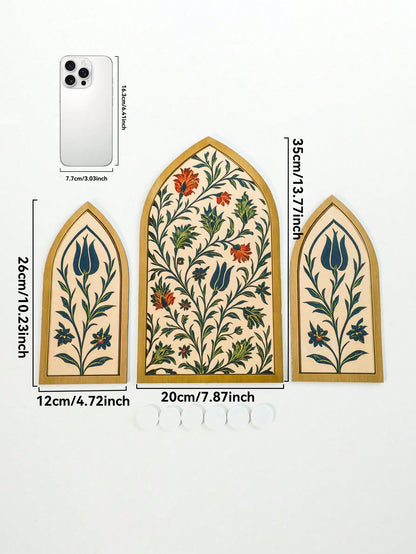 floral Islamic arch wall art size and details, photo 11