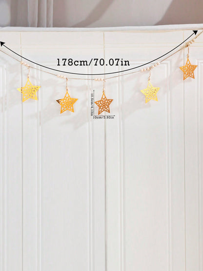 gold cutout star garland size and details, photo 11
