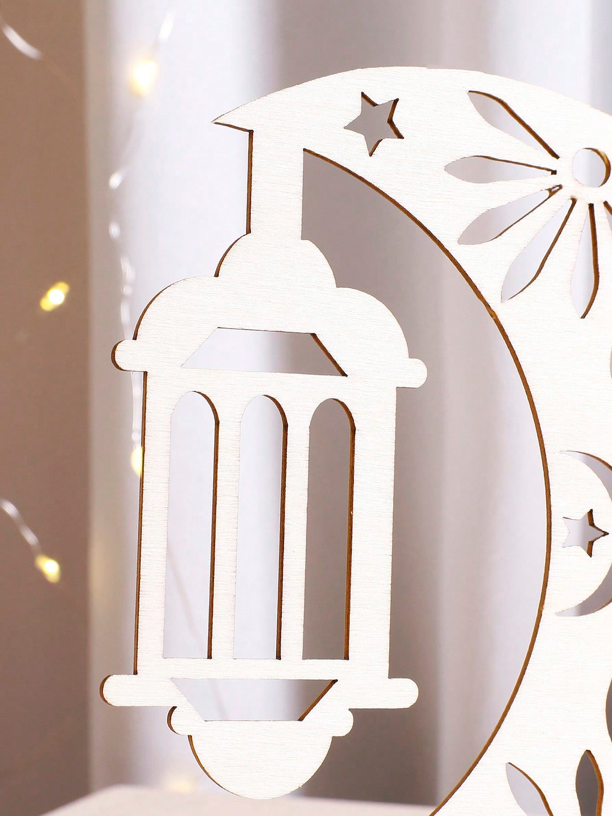 crescent moon and lantern tabletop decor styled in a room, photo 4
