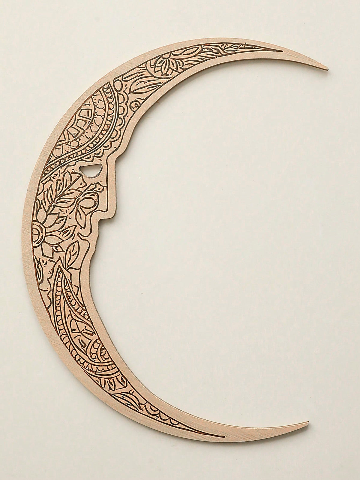 carved crescent moon door corner decor styled in a room, photo 4