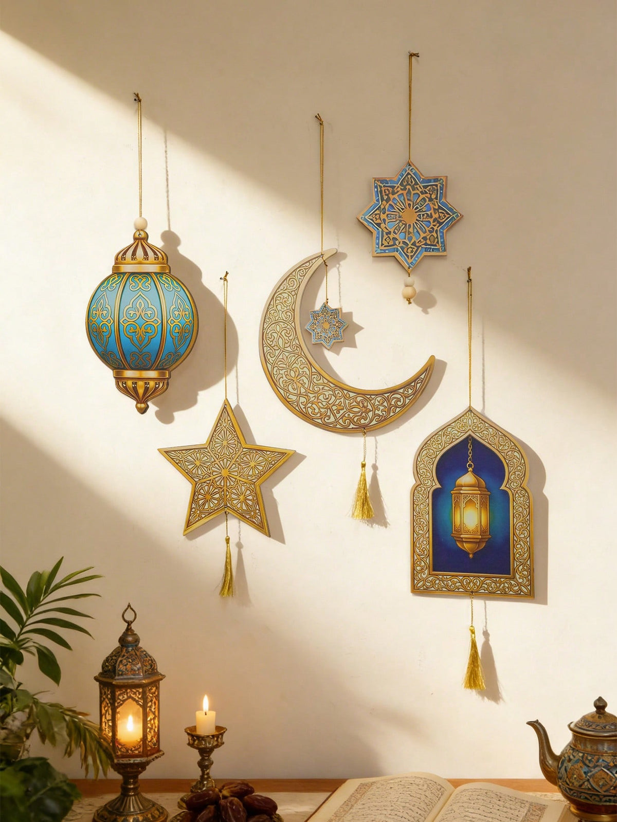 lantern moon and star hanging ornaments styled in a room, photo 3