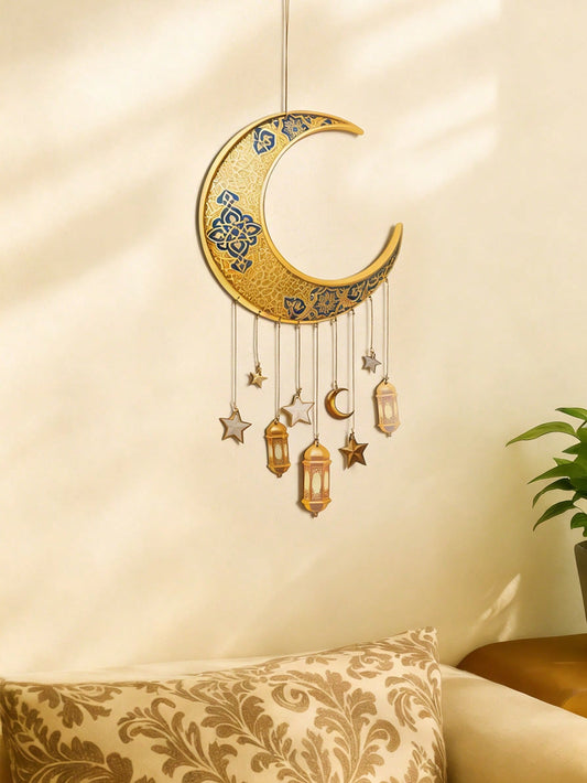 crescent moon lantern wall hanging styled in a room, photo 2