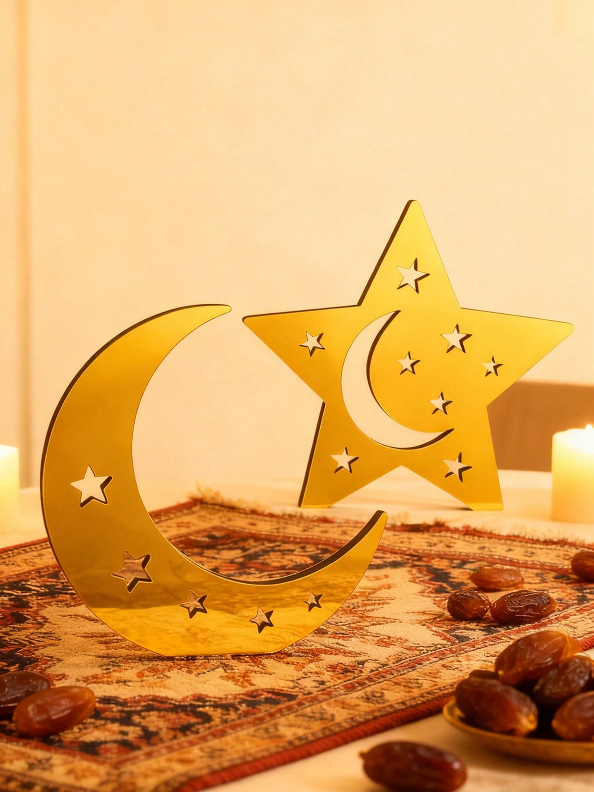 mirror crescent moon and star tabletop decor styled in a room, photo 4