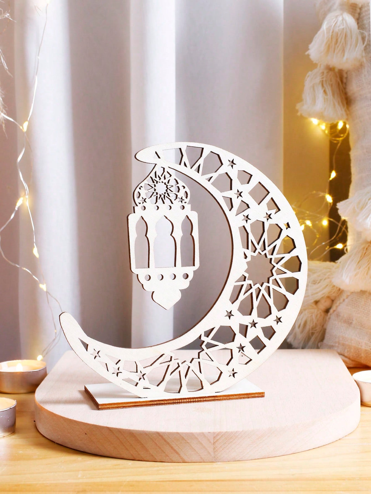 geometric crescent moon lantern tabletop decor size and details, photo 10
