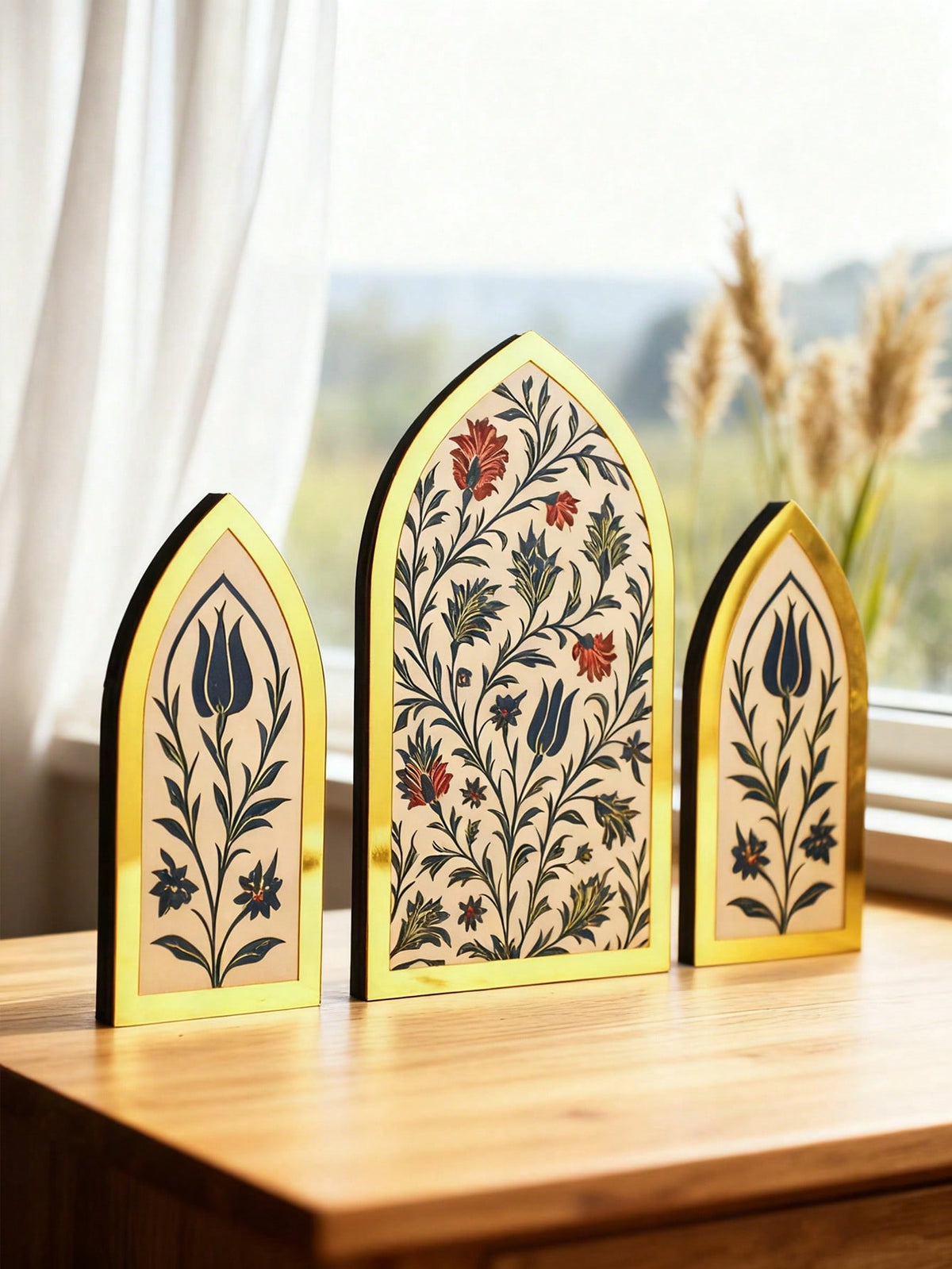 floral Islamic arch tabletop decor styled in a room, photo 4