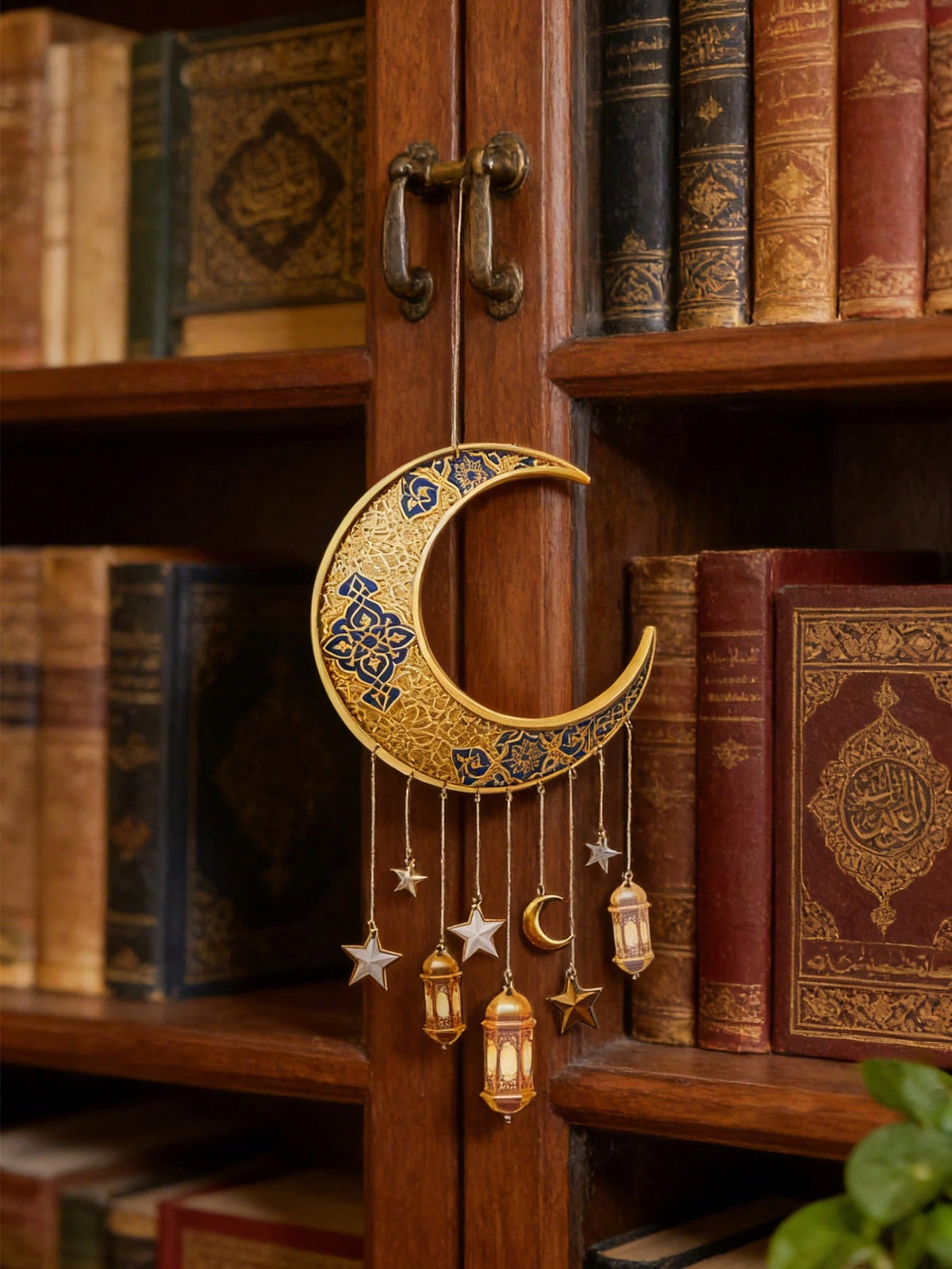 crescent moon lantern wall hanging styled in a room, photo 3