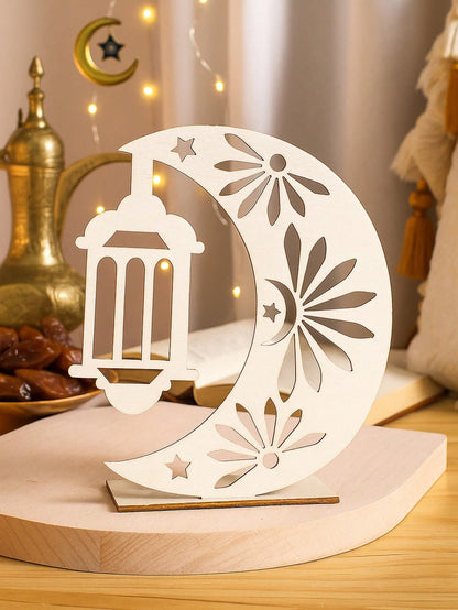 crescent moon and lantern tabletop decor styled in a room, photo 5