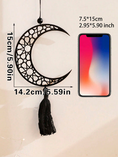 crescent moon and geometric star tassel hanging size and details, photo 21