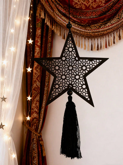 filigree star tassel wall hanging styled in a room, photo 4