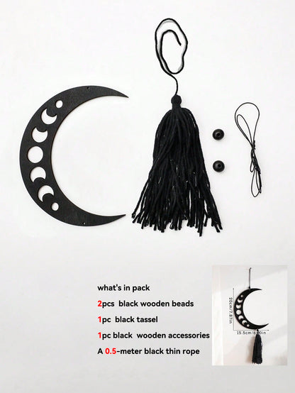 moon phase crescent and star tassel hanging size and details, photo 8