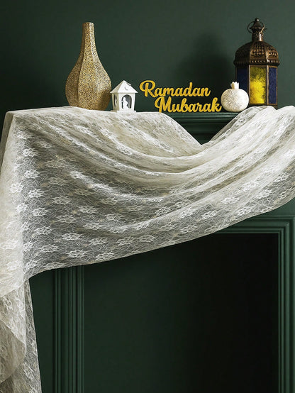 floral lace sheer table runner styled in a room, photo 6