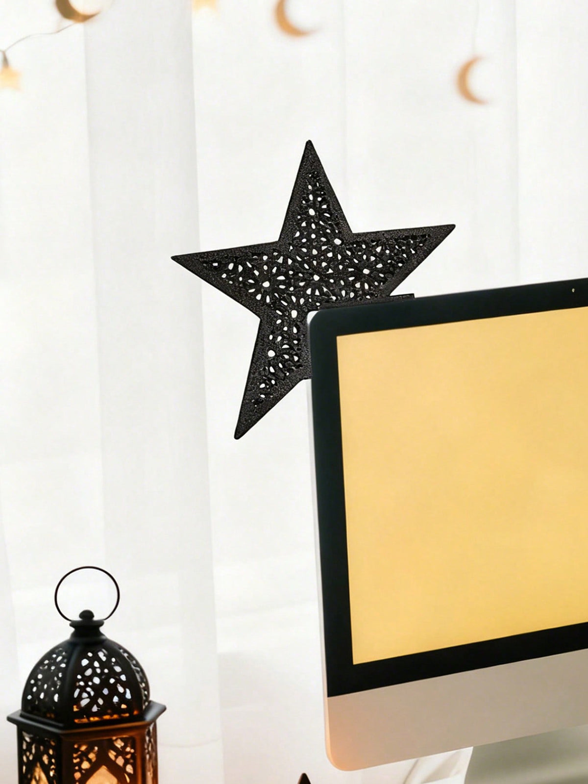filigree crescent and star door corner decor styled in a room, photo 6