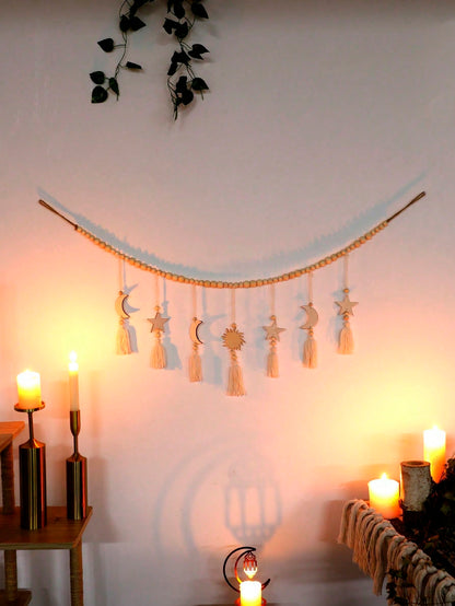 crescent moon sun and star tassel garland styled in a room, photo 5