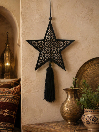 filigree star tassel wall hanging styled in a room, photo 5