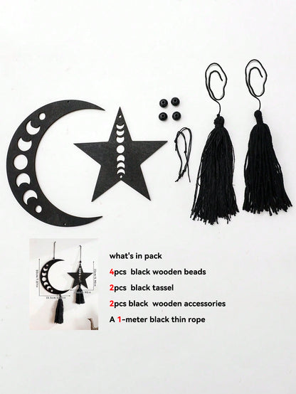 moon phase crescent and star tassel hanging size and details, photo 9