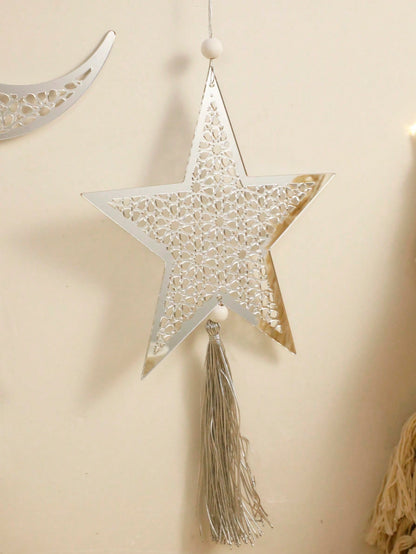 crescent moon and star tassel wall decor styled in a room, photo 7