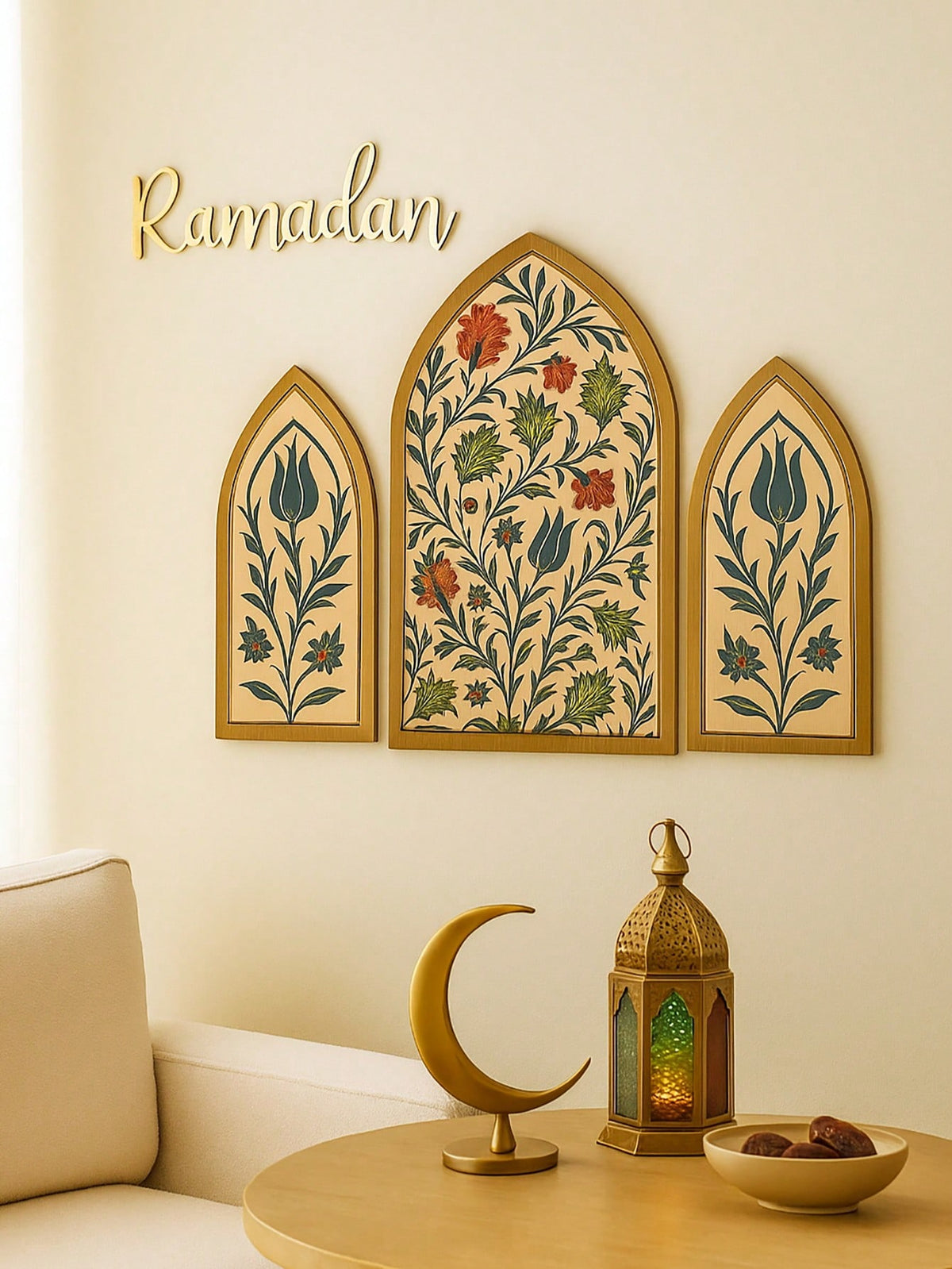 floral Islamic arch wall art styled in a room, photo 7