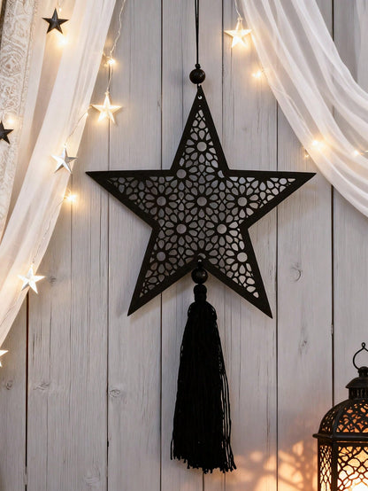 filigree star tassel wall hanging styled in a room, photo 6