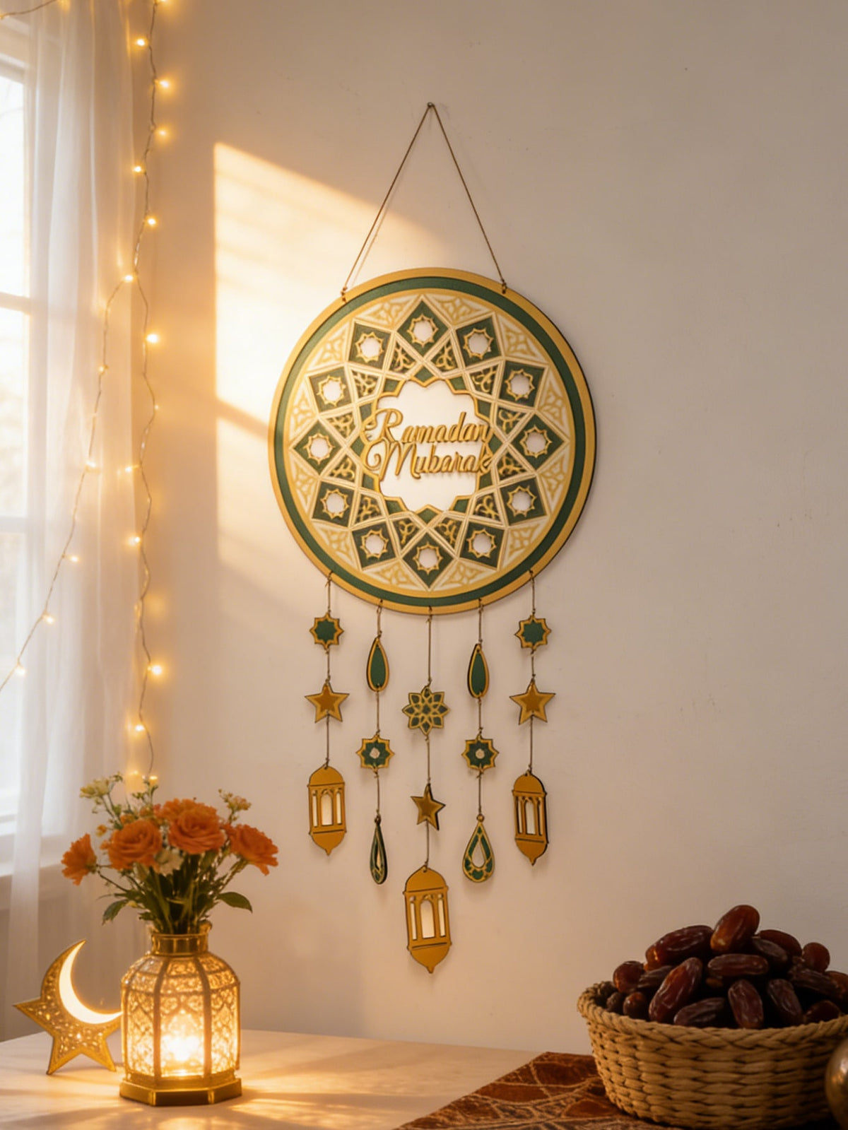 Ramadan Mubarak wall hanging styled in a room, photo 6