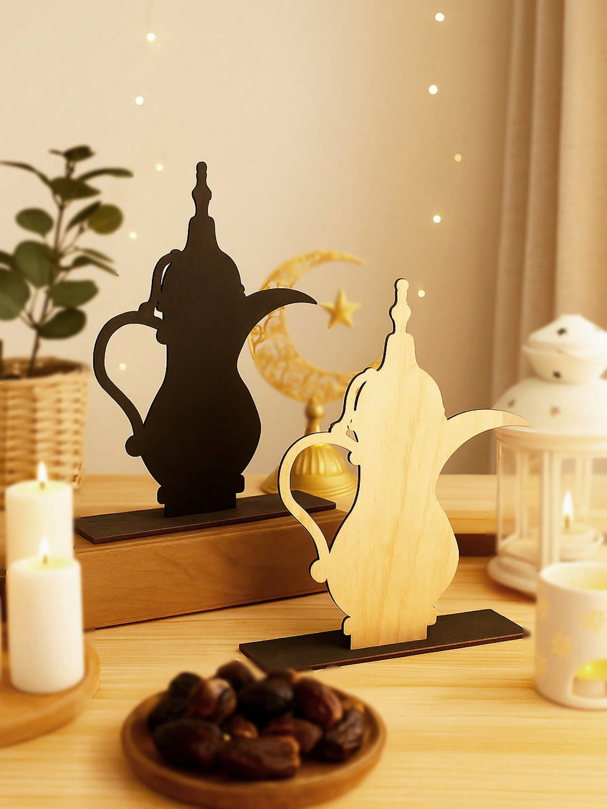 Arabic Dallah coffee pot tabletop decor styled in a room, photo 6