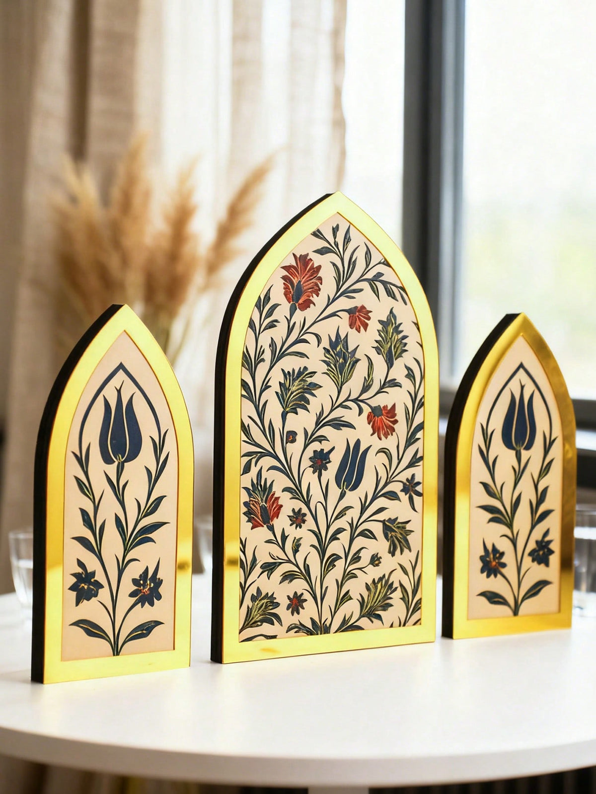 floral Islamic arch tabletop decor styled in a room, photo 6