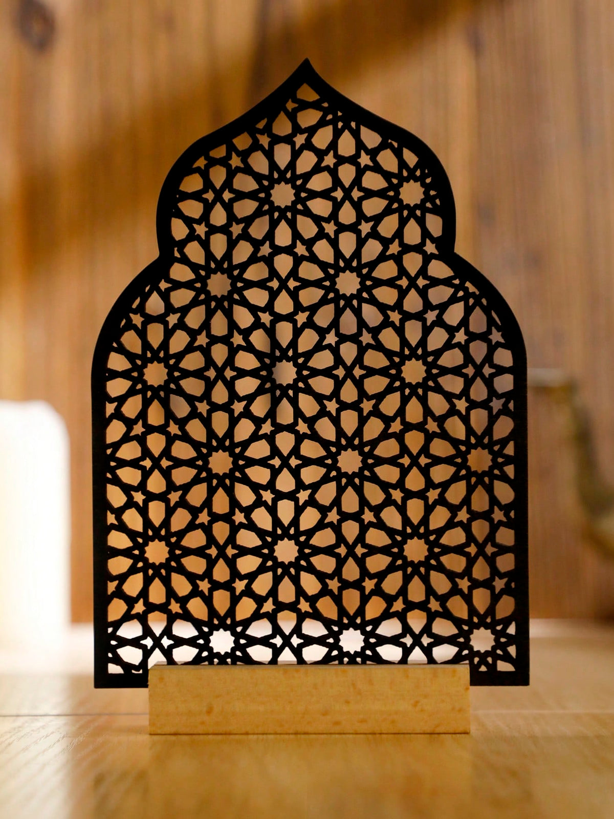 geometric lattice arch tabletop decor styled in a room, photo 6