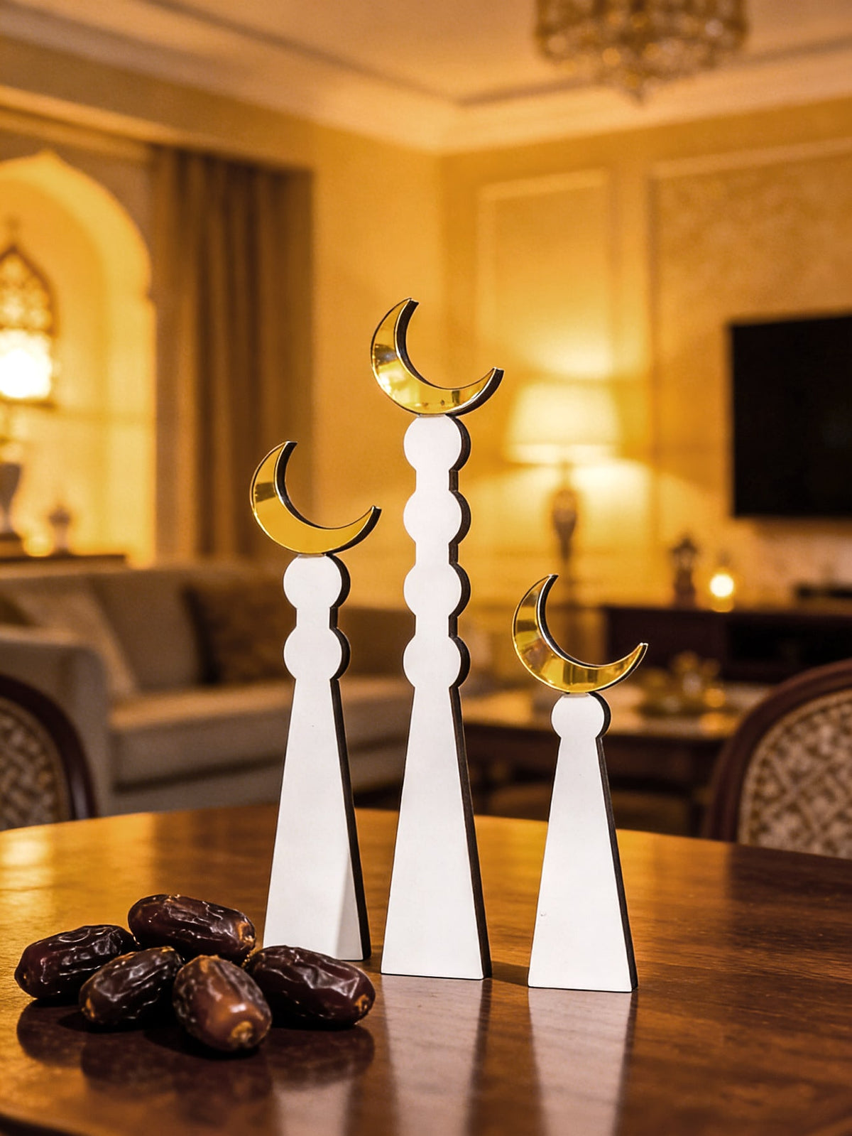 minaret and crescent tabletop silhouettes styled in a room, photo 6