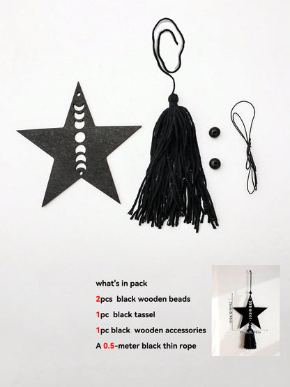 moon phase crescent and star tassel hanging size and details, photo 10