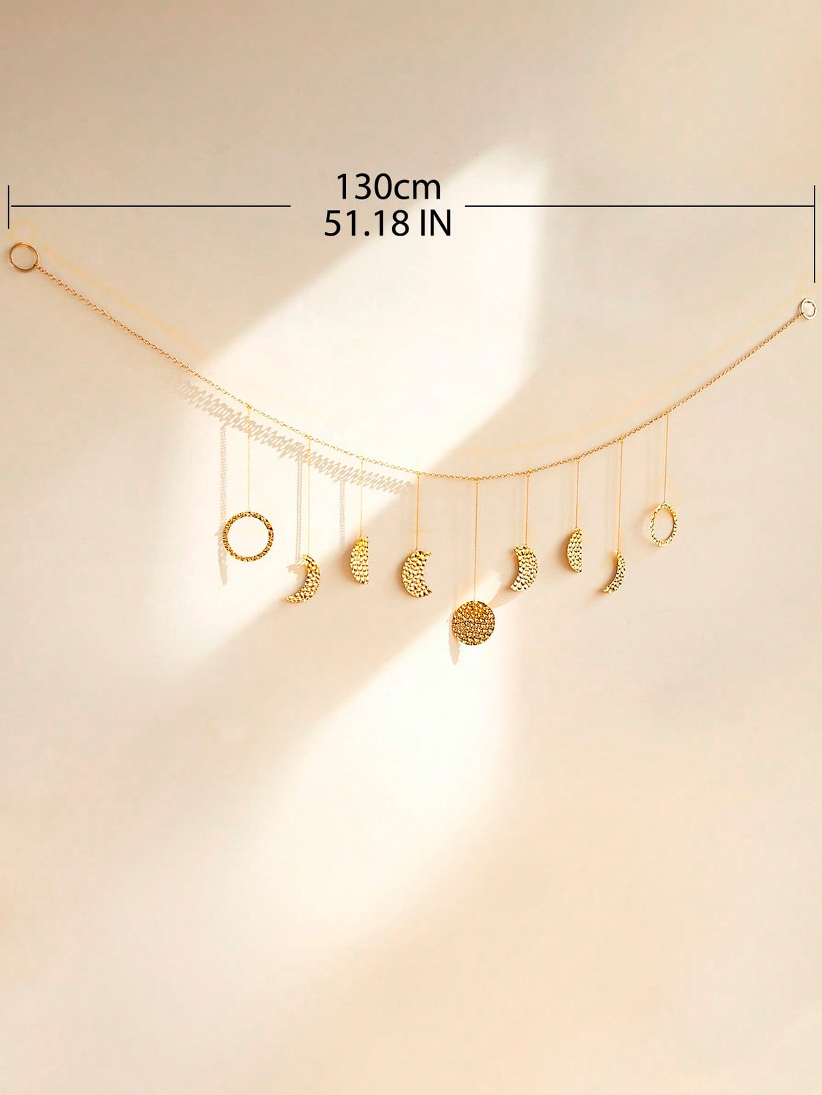 gold moon phase garland size and details, photo 8