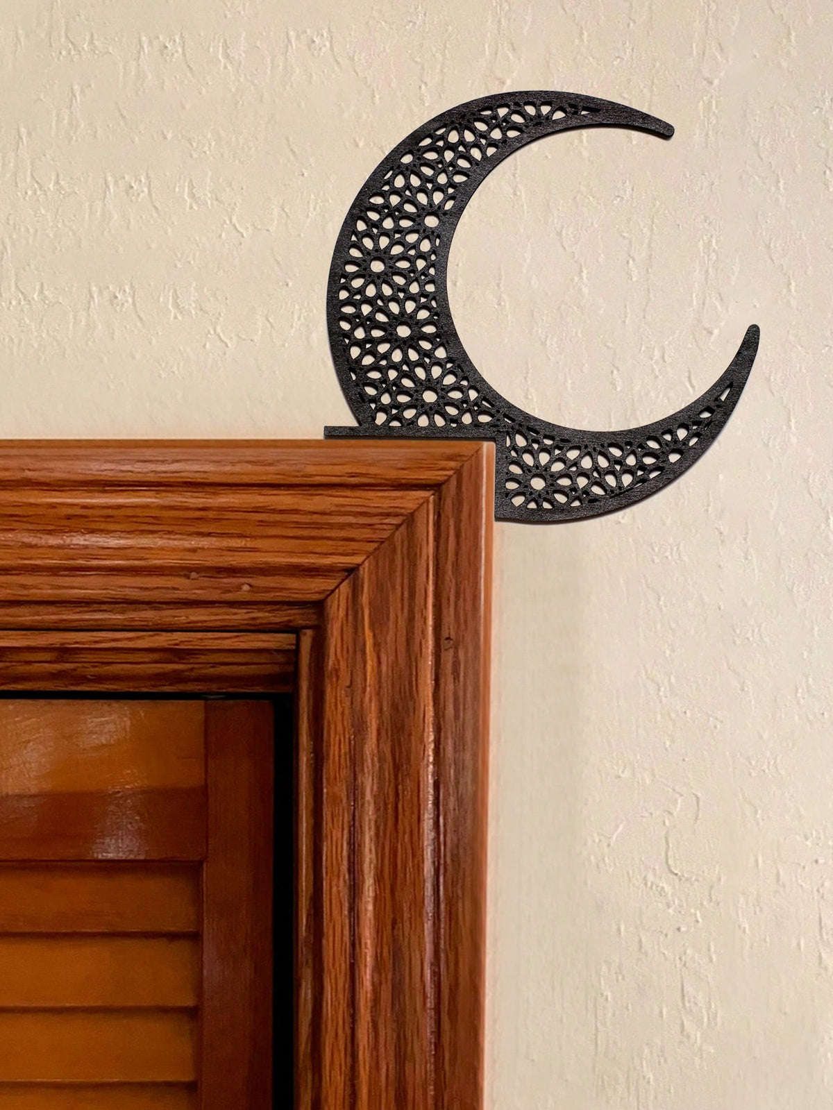 filigree crescent and star door corner decor styled in a room, photo 7