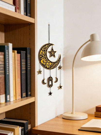 crescent moon lantern vine wall hanging styled in a room, photo 6