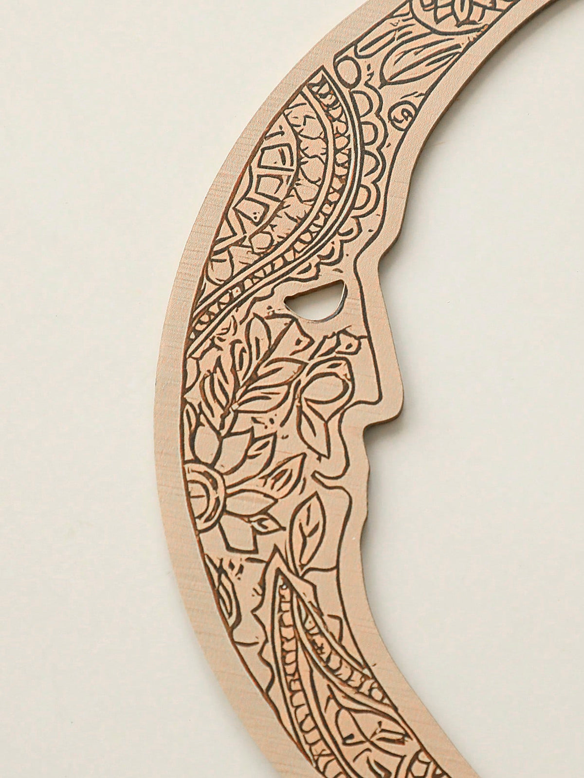 carved crescent moon door corner decor styled in a room, photo 8