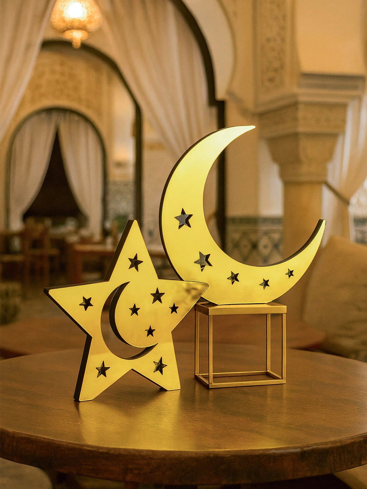 mirror crescent moon and star tabletop decor styled in a room, photo 7