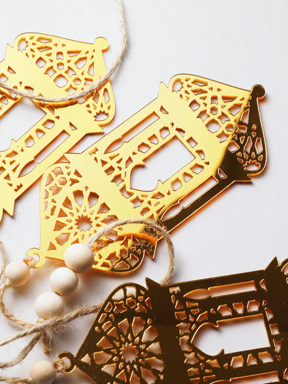 gold geometric lantern garland styled in a room, photo 8