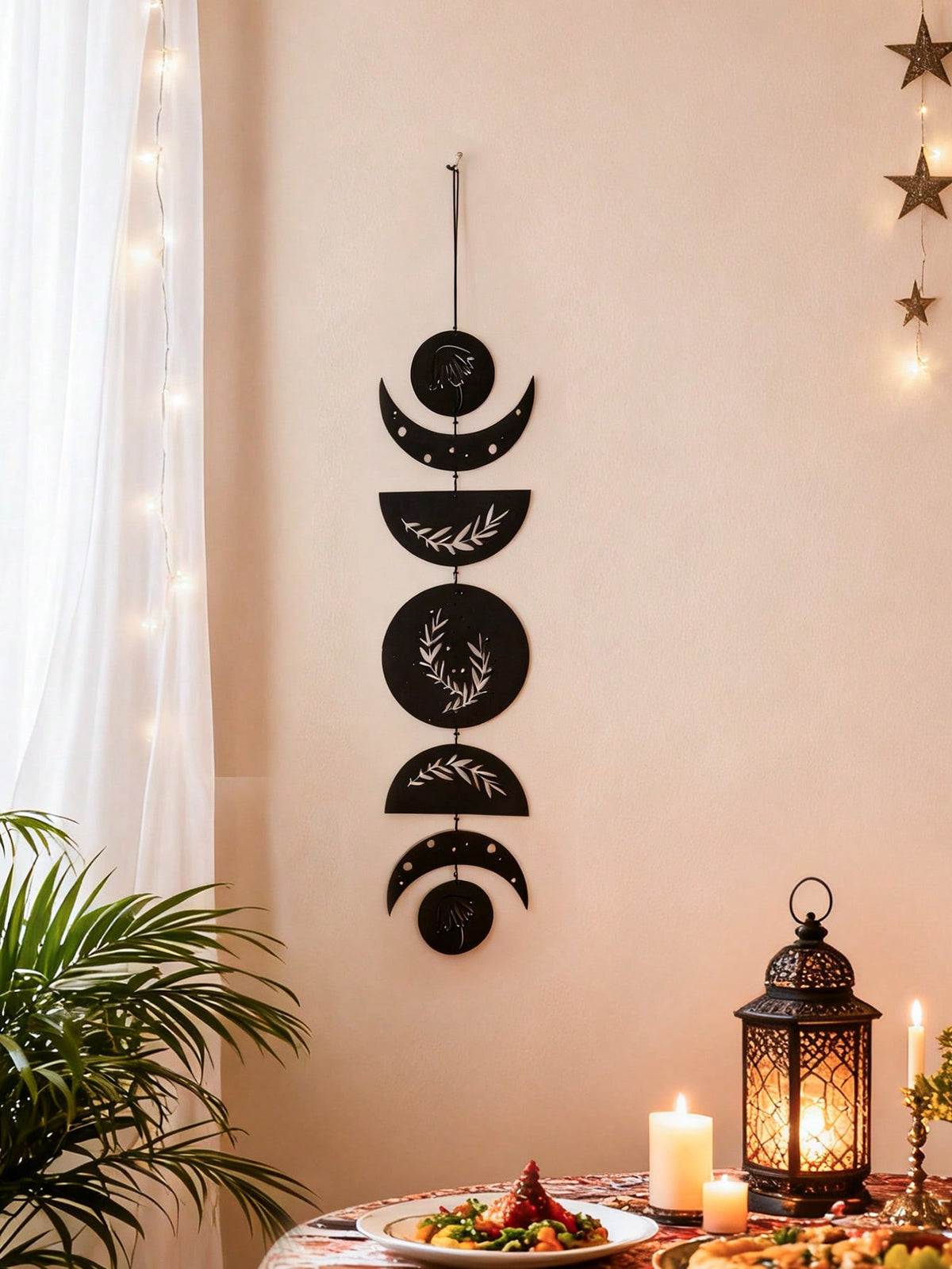 moon phase olive branch wall hanging styled in a room, photo 5
