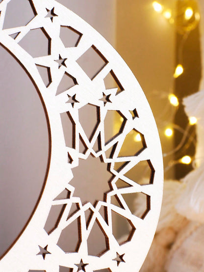 geometric crescent moon lantern tabletop decor styled in a room, photo 7
