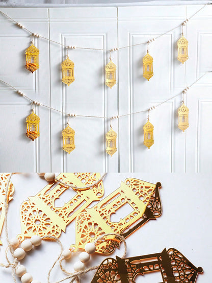 gold geometric lantern garland size and details, photo 11