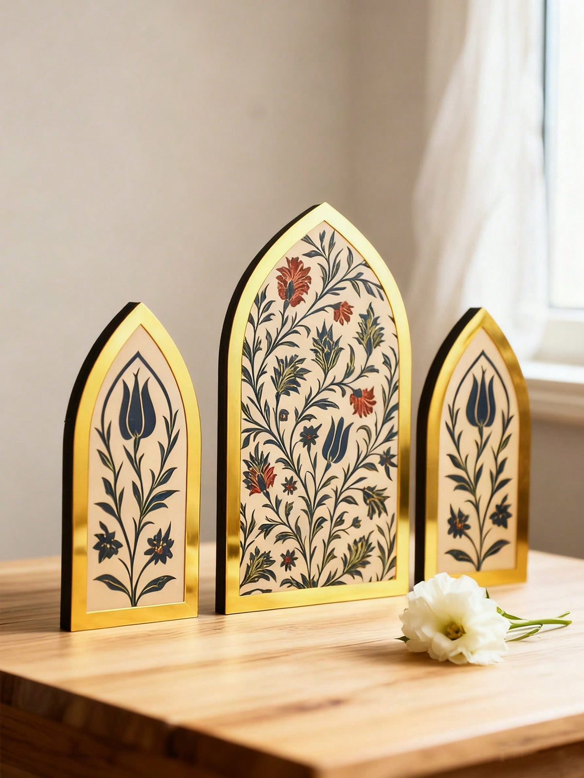 floral Islamic arch tabletop decor styled in a room, photo 8