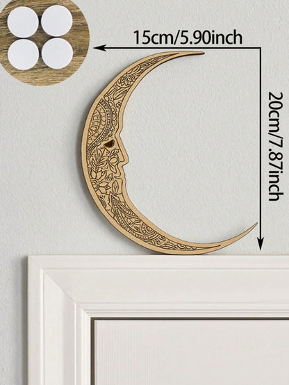 carved crescent moon door corner decor size and details, photo 12