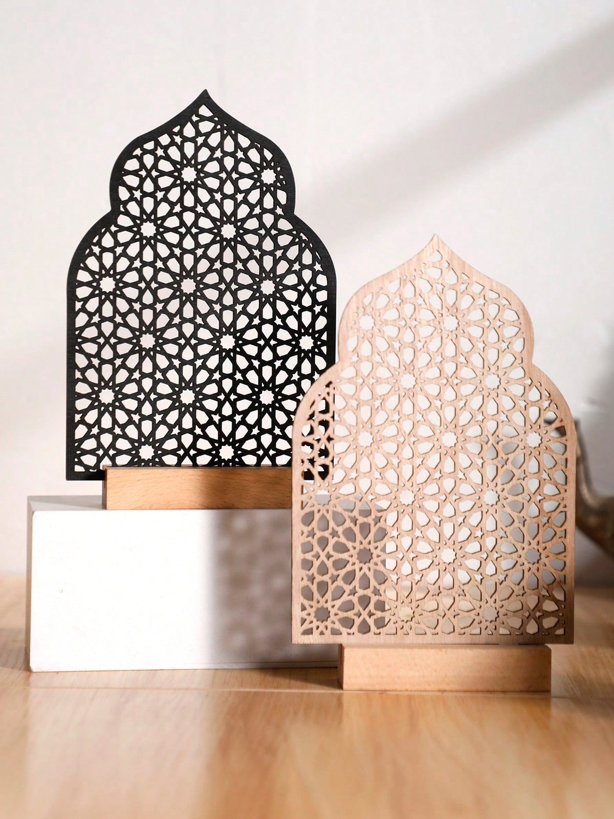 geometric lattice arch tabletop decor styled in a room, photo 8