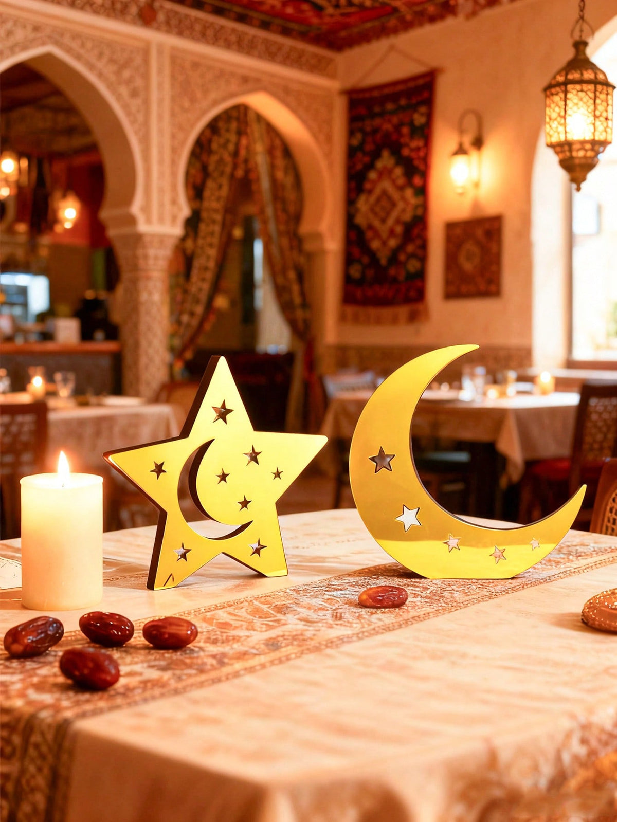 mirror crescent moon and star tabletop decor styled in a room, photo 8