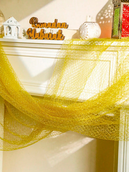 glitter sheer table runner styled in a room, photo 8