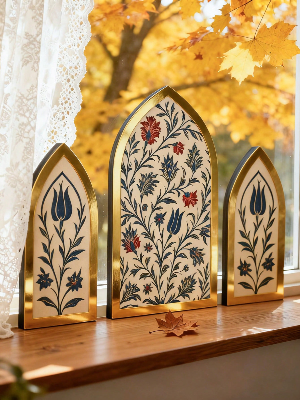 floral Islamic arch tabletop decor styled in a room, photo 9