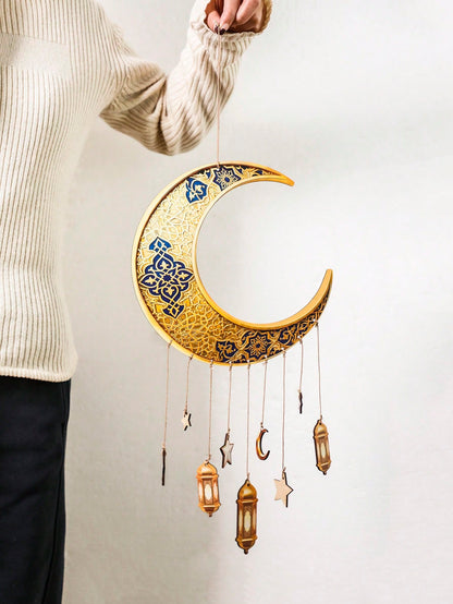 crescent moon lantern wall hanging styled in a room, photo 7