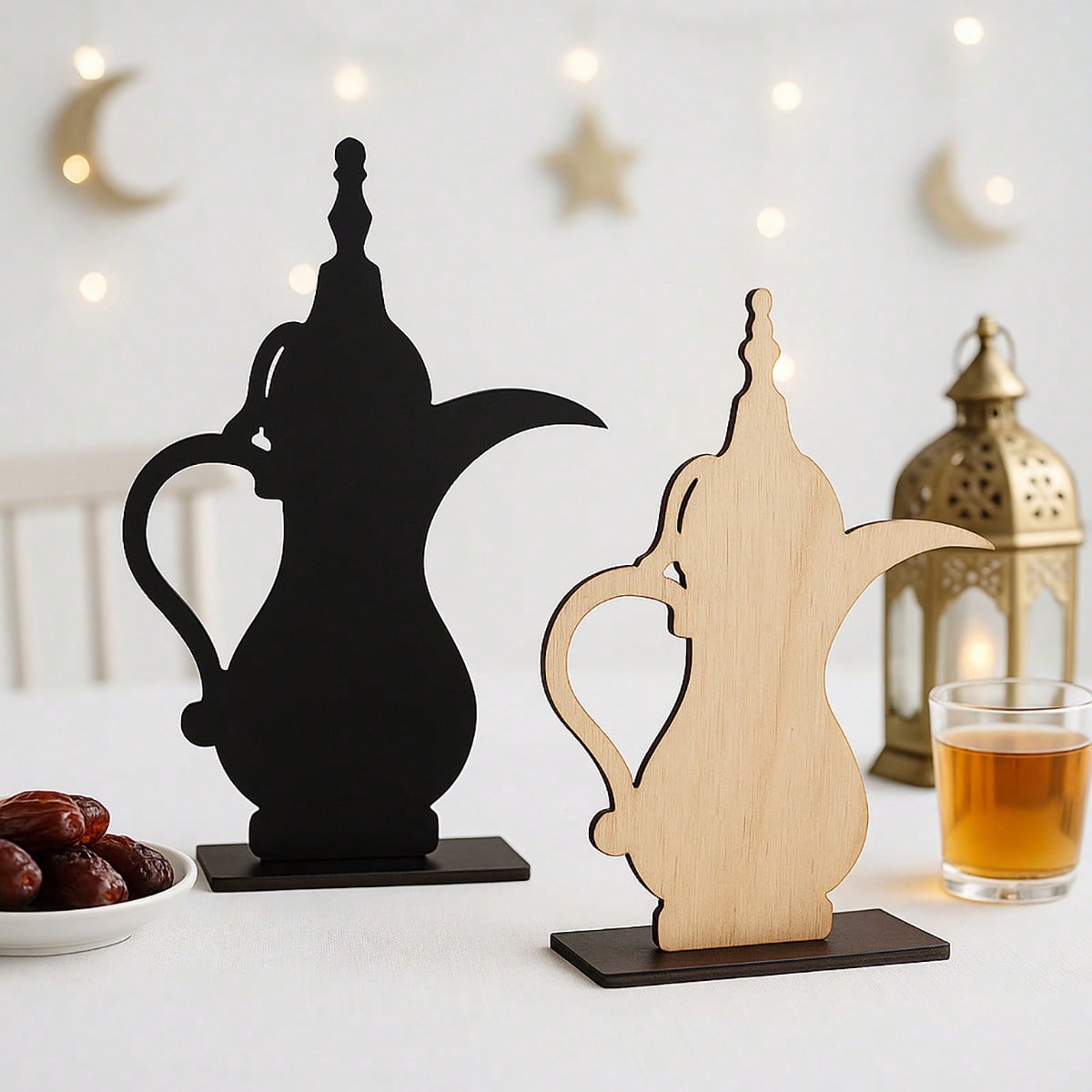 Arabic Dallah coffee pot tabletop decor styled in a room, photo 9