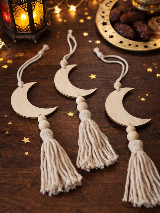crescent moon and star tassel wall hanging