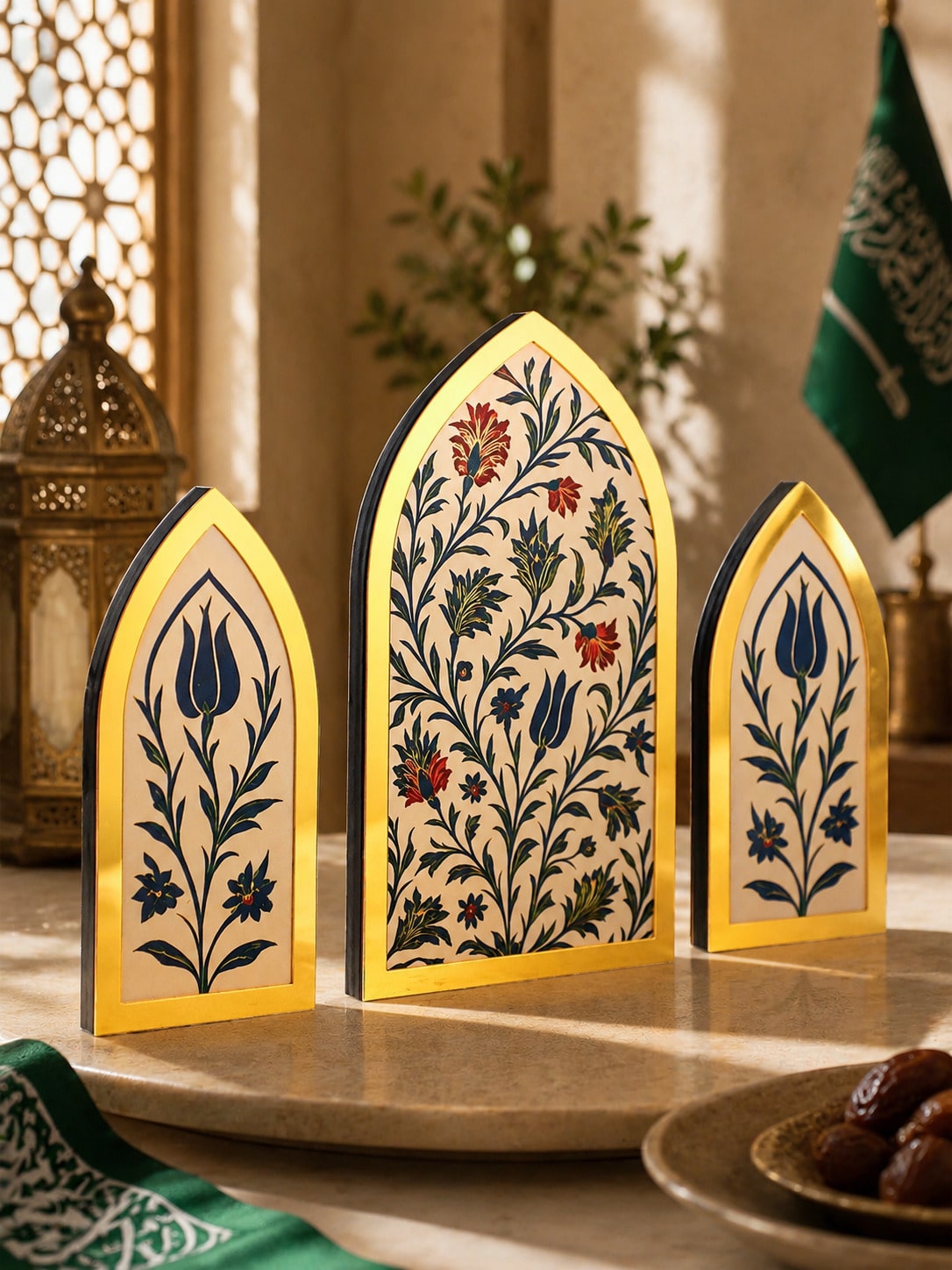 floral Islamic arch tabletop decor