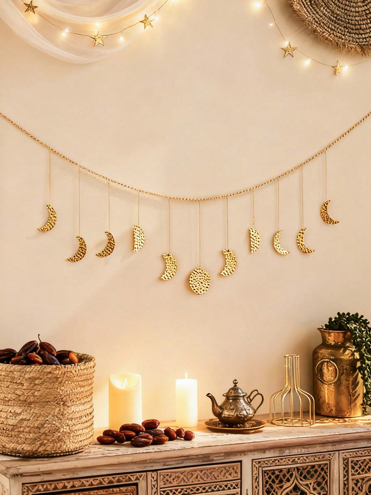 gold moon phase garland