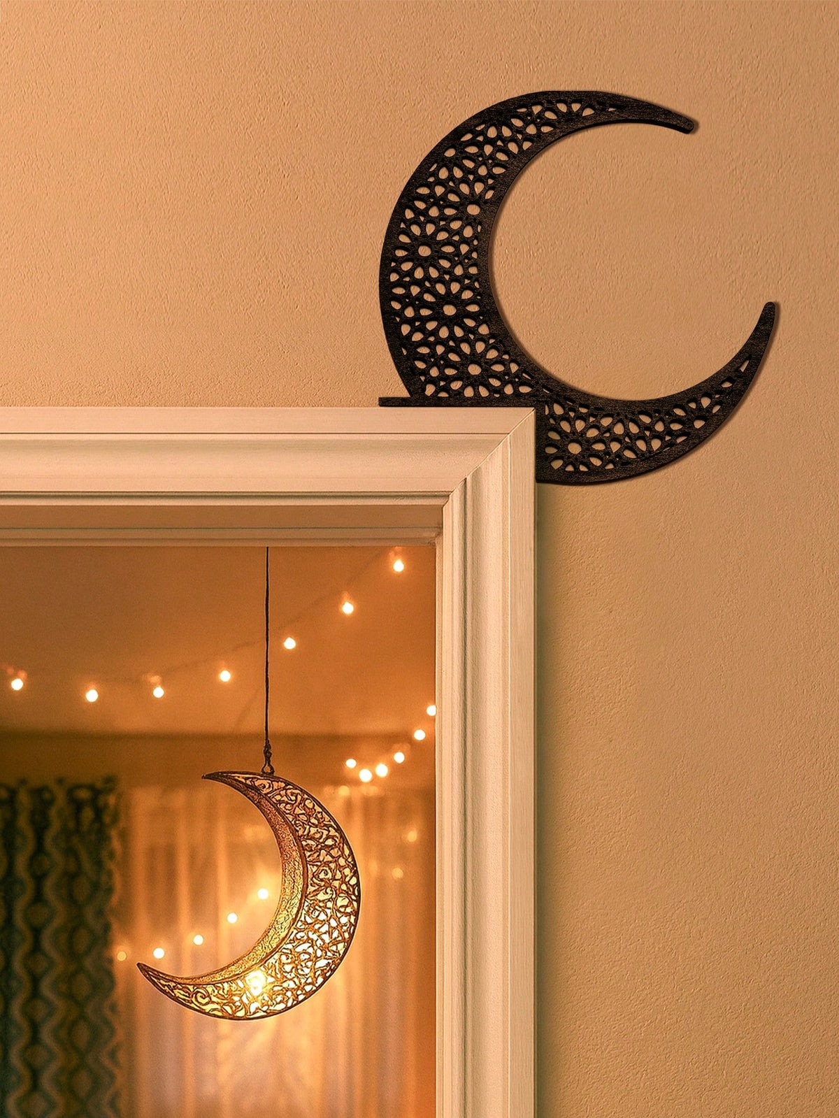 filigree crescent and star door corner decor